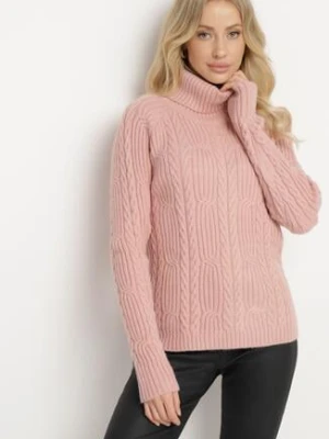 Różowy Golf z Wiskozą w Klasycznym Stylu Ozdobiony Tłoczeniem Senaille metro five