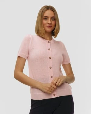 Różowy Kardigan Kaszmirowy Z Krótkim Rękawem Damski Allude