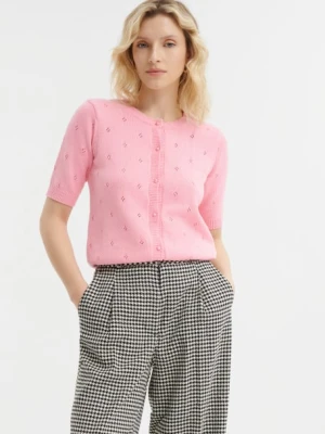 Różowy kardigan z krótkim rękawem Greenpoint