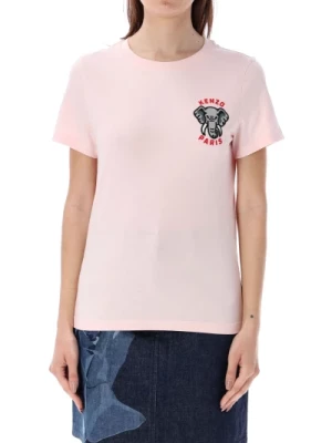 Różowy Klasyczny T-shirt z Słoniem Kenzo