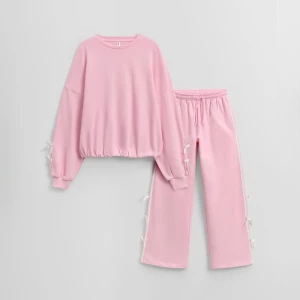 Różowy komplet dresowy z kokardkami House