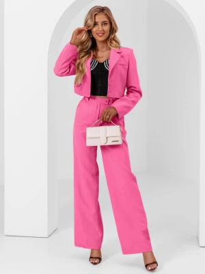 Różowy komplet garniturowy z szerokimi spodniami Stormi - różowy Pakuten
