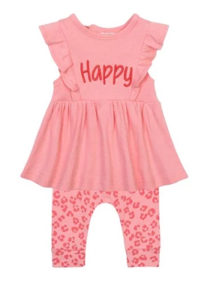 Różowy komplet niemowlęcy bawełniany- bluzka i legginsy Minoti