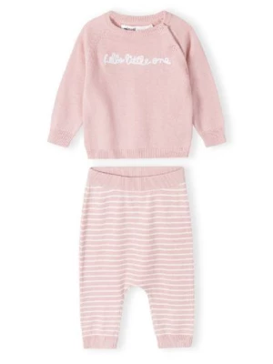 Różowy komplet niemowlęcy z bawełny- bluzka i legginsy- Hello little one Minoti
