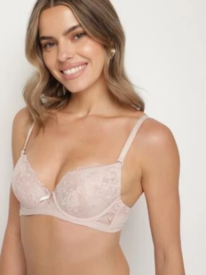 Różowy Koronkowy Biustonosz Ozdobiony Kokardką Ezanzee love magnolia