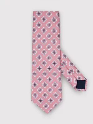 Różowy krawat męski w kwiaty Pako Lorente