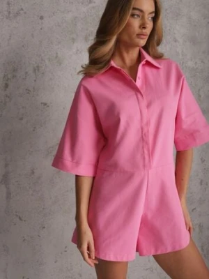 Różowy Krótki Kombinezon Bawełniany w Stylu Casual Arethanise retro & icone