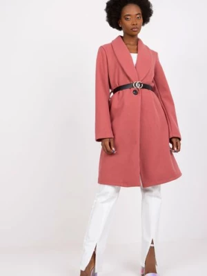 Różowy płaszcz damski z paskiem Luna Italy Moda