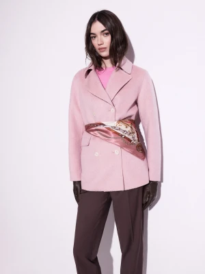 Różowy płaszcz z wełny z dodatkiem jedwabiu i kaszmiru TARANKO