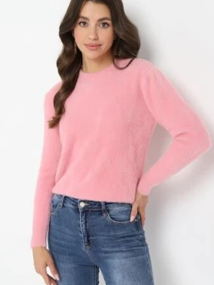 Różowy Puchaty Sweter Wełniany Helmintts j&x