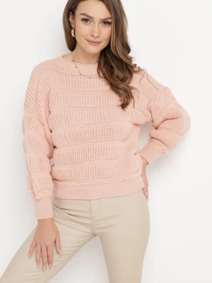 Różowy Sweter o Krótkim Fasonie z Luźnymi Rękawami Hejlla Lily Rose