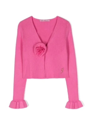 Różowy Sweter z Aplikacją Róży Blumarine