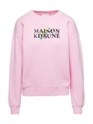 Różowy Sweter z Logo na Piersi Maison Kitsuné