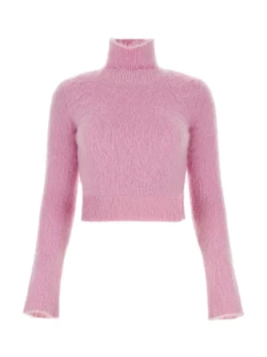Różowy sweter z mieszanki wełny - Stylowy i wygodny Paco Rabanne