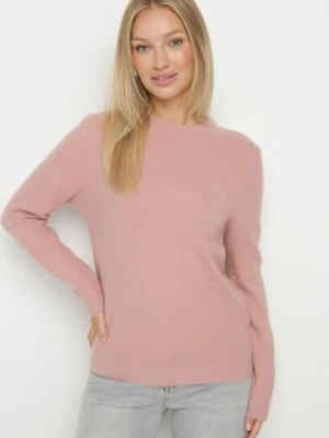 Różowy Sweter z Wełną w Klasycznym Stylu Firrive j&x