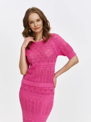 Różowy szydełkowy sweter Top Secret