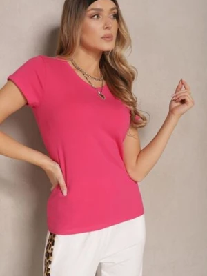 Różowy T-shirt Basic z Bawełny Liaselle glo-story
