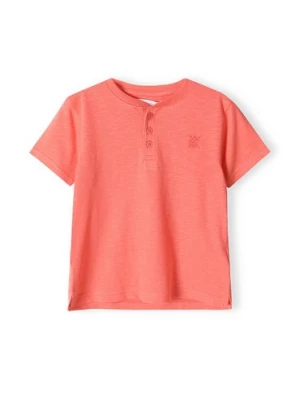 Różowy t-shirt bawełniany basic dla niemowlaka z guzikami Minoti