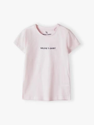 Różowy t-shirt bawełniany dla dziewczynki Lincoln & Sharks by 5.10.15.