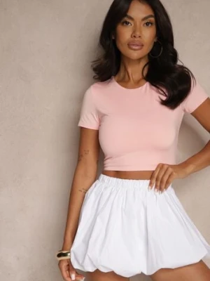Różowy T-shirt Cropped z Wiskozą Efranessa by swan