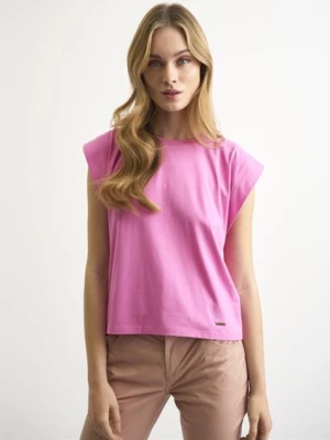 Różowy T-shirt damski basic OCHNIK