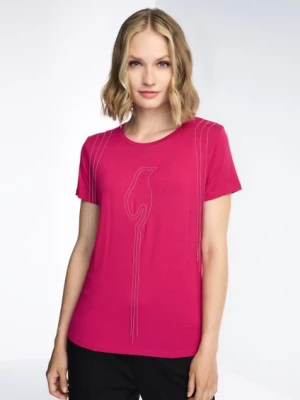 Różowy T-shirt damski OCHNIK