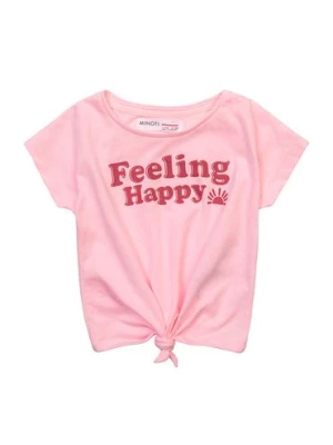 Różowy t-shirt dzianinowy dla niemowlaka- Feeling Happy Minoti