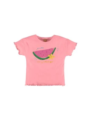 Różowy t-shirt dziewczęcy z nadrukiem Up Baby