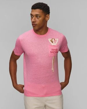 Różowy T-shirt Lniany Męski Mc2 Saint Barth Ecstasea