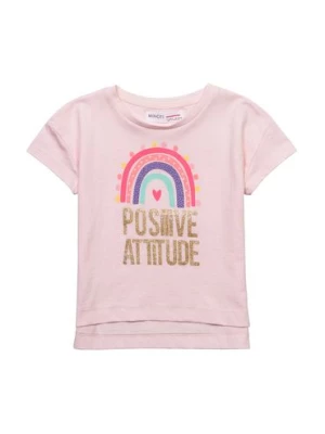 Różowy t-shirt niemowlęcy z bawełny- Positive Attitude Minoti