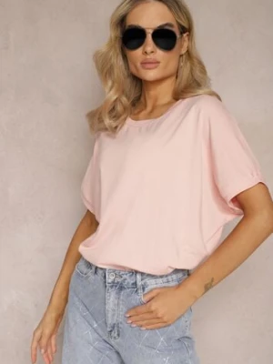 Zdjęcie produktu Różowy T-shirt Oversize o Przedłużonym Kroju Echinopa Glo-story