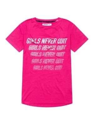 Różowy t-shirt sportowy Never Quit dla dziewczynki Minoti