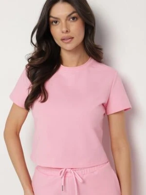 Różowy T-shirt z Bawełny o Krótkim Kroju Galarina by swan