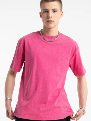 Różowy t-shirt z efektem sprania Reporter Young