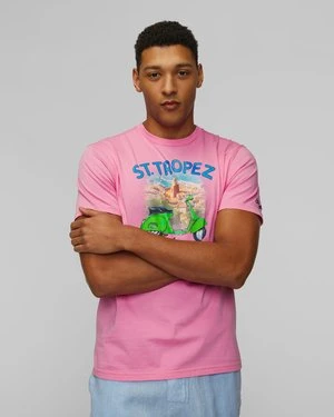 Różowy T-shirt z nadrukiem męski MC2 Saint Barth