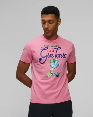 Różowy T-shirt z nadrukiem męski MC2 Saint Barth