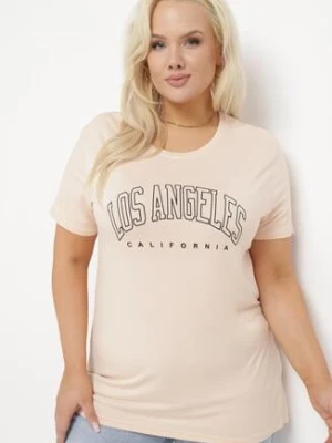 Różowy T-shirt z Ozdobnym Napisem Elimetis alnwick