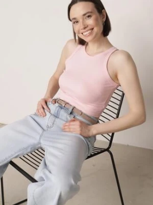 Różowy Top z Prążkowanego Materiału Zitessa jstyle