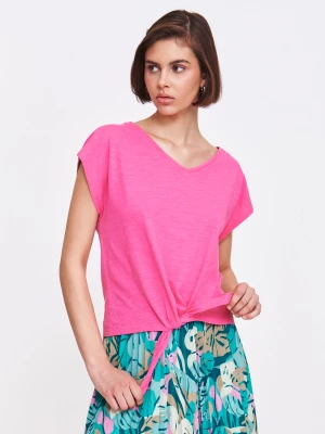 Różowy top z wiązaniem u dołu Top Secret
