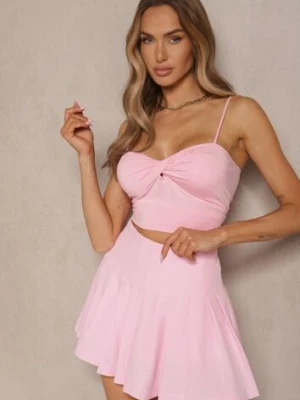 Różowy Top z Wiskozą z Usztywnionymi Miseczkami i Marszczeniem Meradoria giorgia