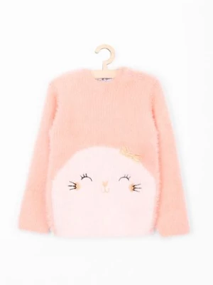 Różowy włochaty sweter dla niemowlaka z motywem foki 5.10.15.