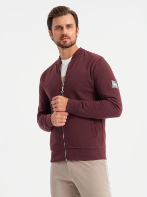 Rozpinana bawełniana męska bluza dresowa bomberka – bordowa V13 OM-SSZP-0215
 -                                    S Ombre