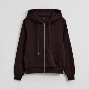 Rozpinana bluza basic z kapturem brązowa House