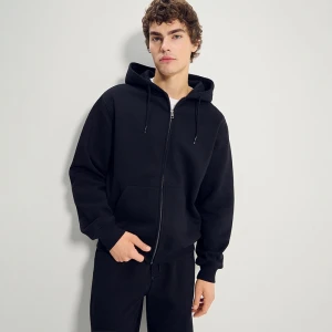 Rozpinana bluza basic z kapturem czarna House