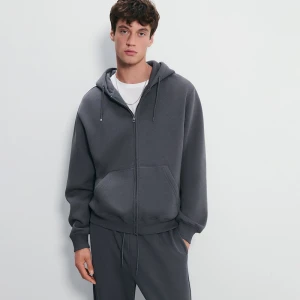 Rozpinana bluza basic z kapturem grafitowa House