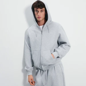 Rozpinana bluza basic z kapturem jasnoszara House