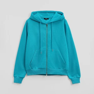 Rozpinana bluza basic z kapturem turkusowa House turkusowy