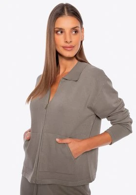 Rozpinana bluza damska ciemny beż Wittchen