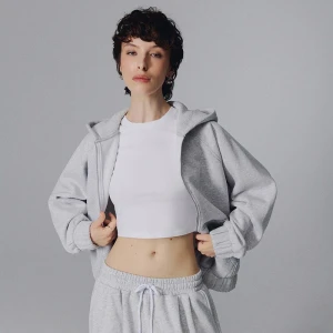 Rozpinana bluza loose fit z kapturem basic szara House