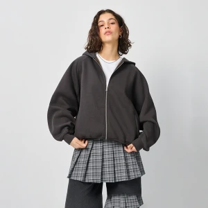 Rozpinana bluza loose fit z kapturem grafitowa House